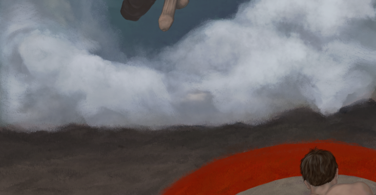 gay art skydiving into nude man